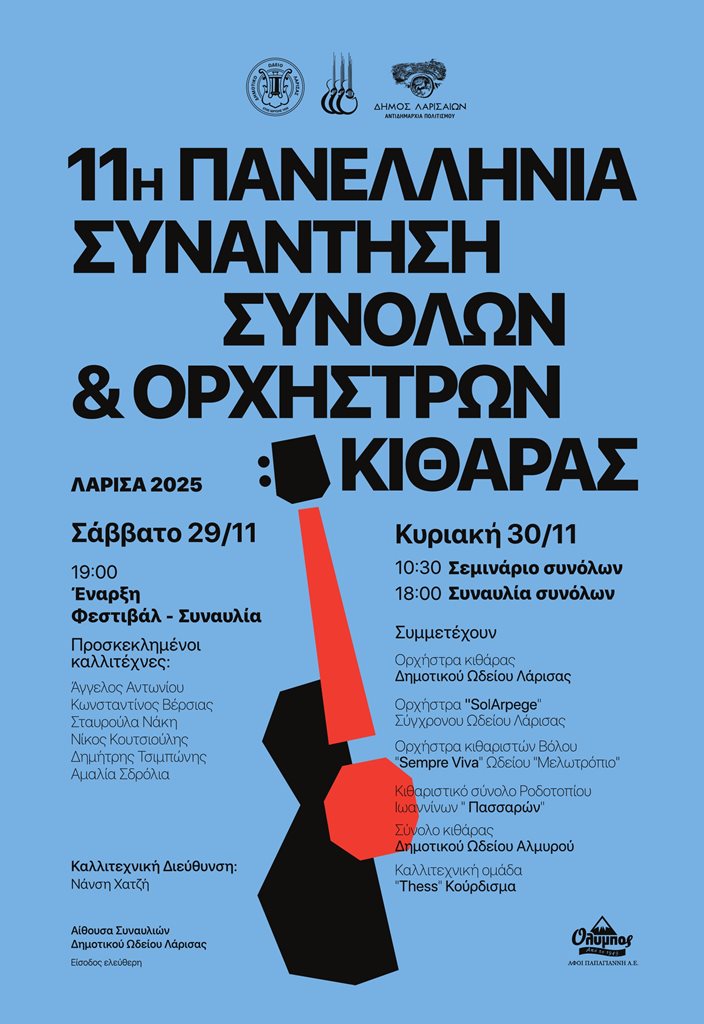 Η αφίσα της εκδήλωσης της 11ης Πανελλήνιας Συνάντησης Συνόλων και Ορχηστρών Κιθάρας