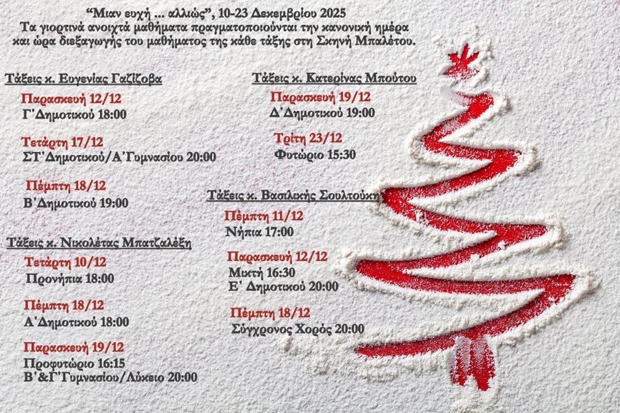 Αναλυτικά τα ανοιχτά μαθήματα μπαλέτου