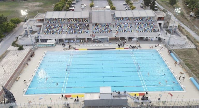 Αεροφωτογραφία του κολυμβητηρίου στη Νέα Πολιτεία, Λάρισα.