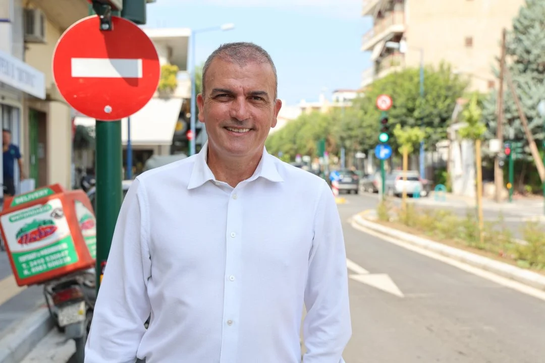 Στιγμιότυπο από την οδό Γεωργιάδου, με τα έργα αναβάθμισης και ανάπλασης της οδού να έχουν ολοκληρωθεί.