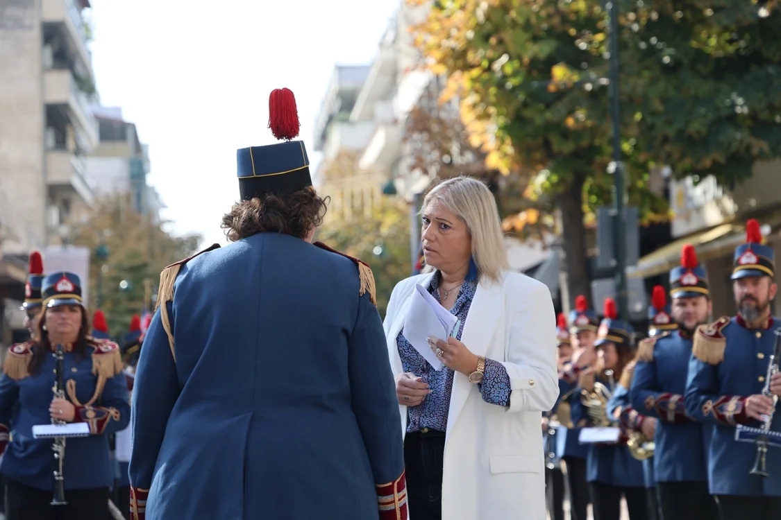 Στιγμιότυπο από τις εκδηλώσεις για την 82η επέτειο απελευθέρωσης της Λάρισας από τη γερμανική κατοχή.