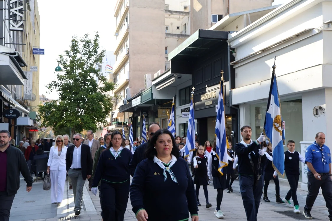 Στιγμιότυπο από τις εκδηλώσεις για την 82η επέτειο απελευθέρωσης της Λάρισας από τη γερμανική κατοχή.