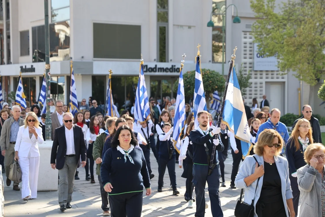 Στιγμιότυπο από τις εκδηλώσεις για την 82η επέτειο απελευθέρωσης της Λάρισας από τη γερμανική κατοχή.