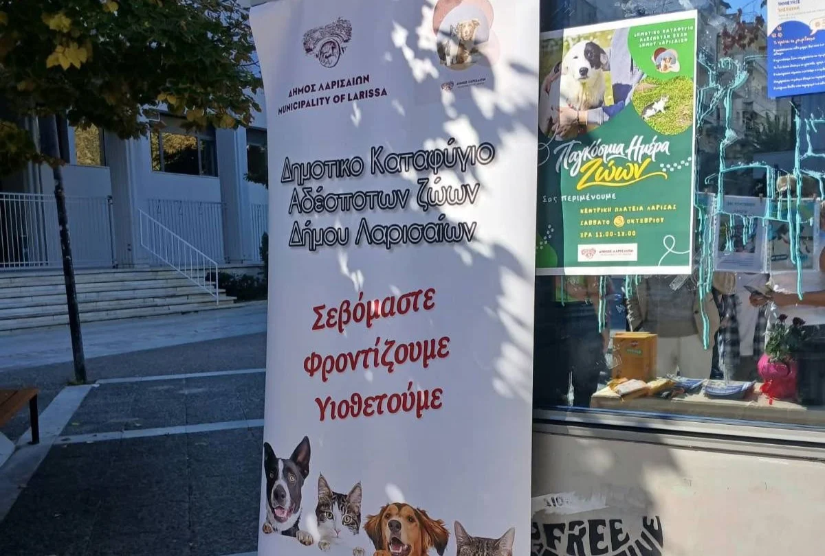 Στιγμιότυπο από την δράση ευαισθητοποίησης στην Κεντρική Πλατεία με αφορμή την Παγκόσμια Ημέρα Ζώων.